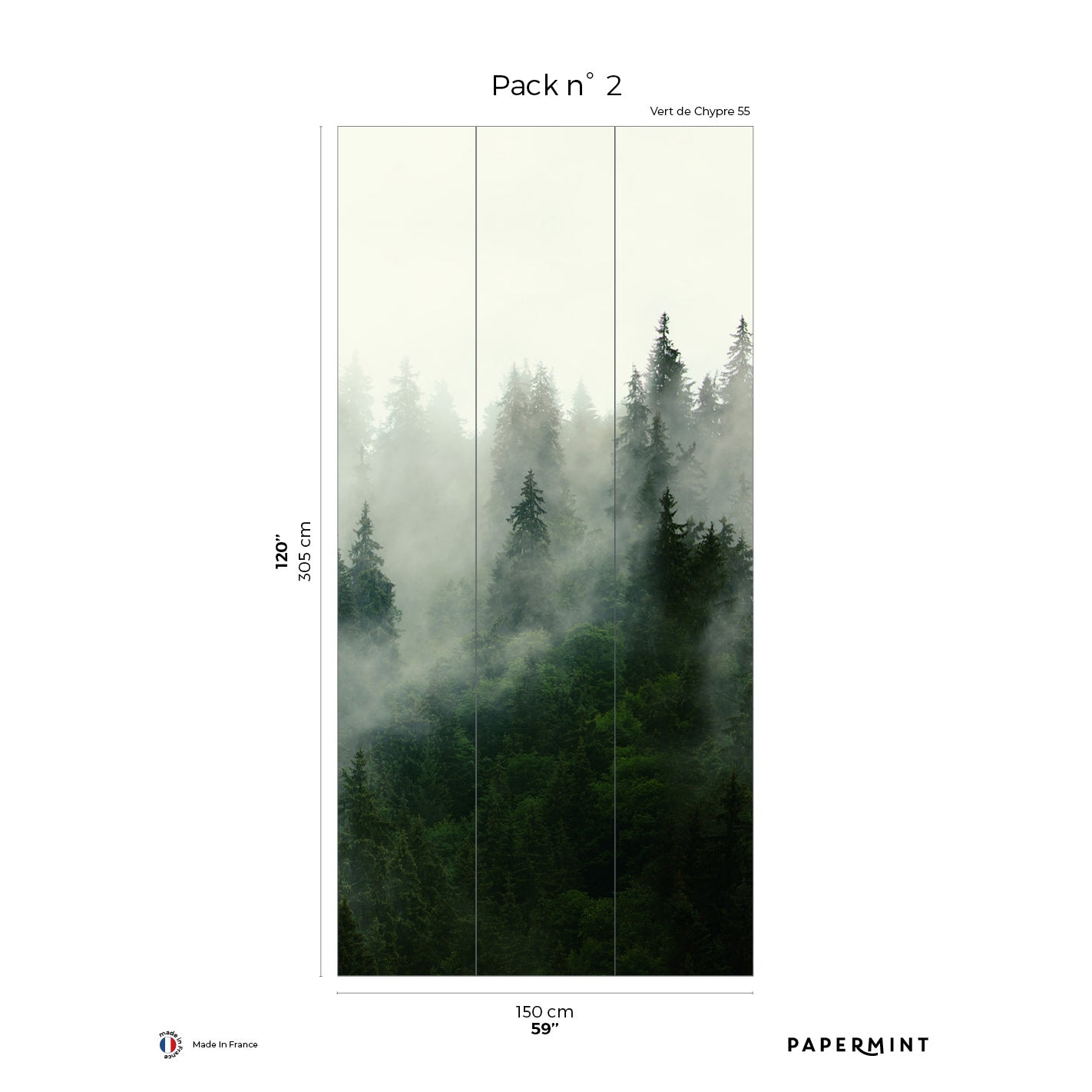 Veer Decor Boreal Pack 2 in Green Wall Mural Nature Mural Green Mural - 8184-AF1-B