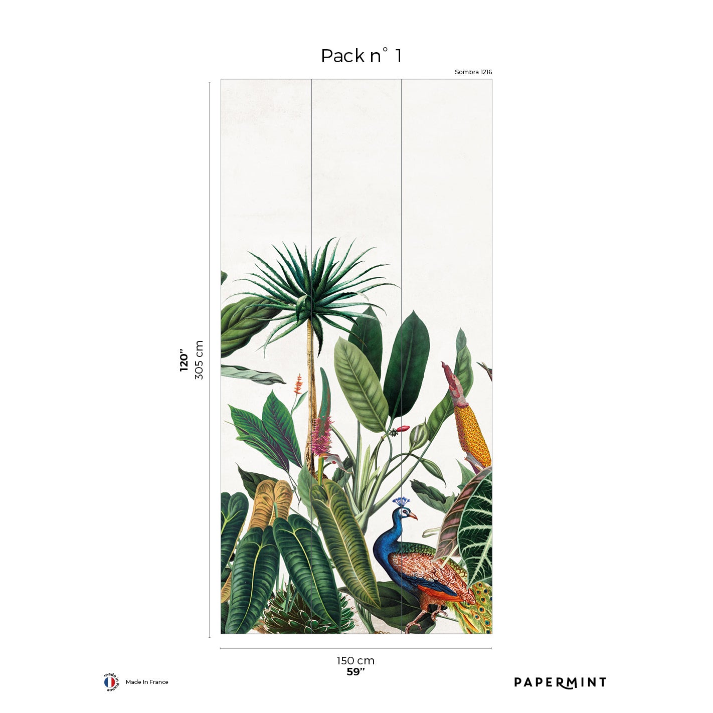 Veer Decor Born?????o Pack 1 in Green Wall Mural Tropical Mural Green Mural - 8184-AG1-A