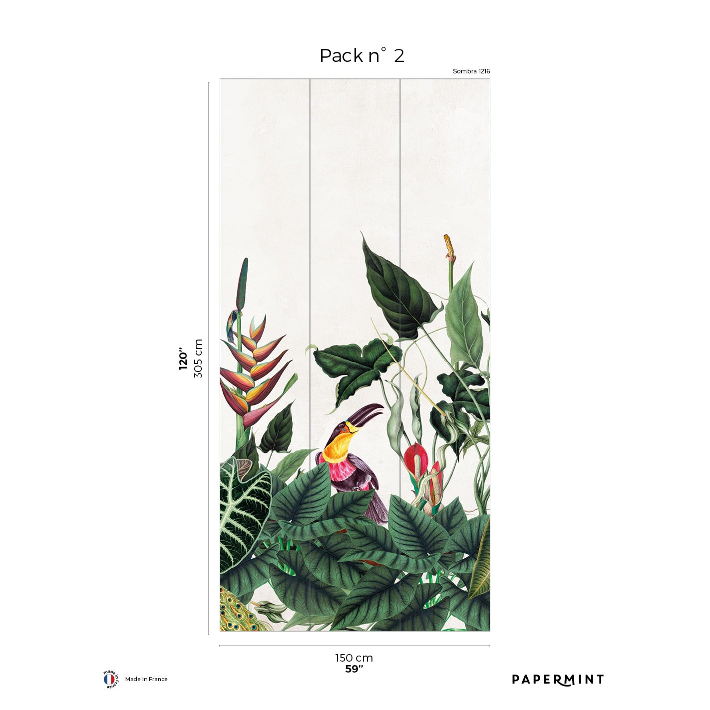 Veer Decor Born?????o Pack 2 in Green Wall Mural Tropical Mural Green Mural - 8184-AG1-B