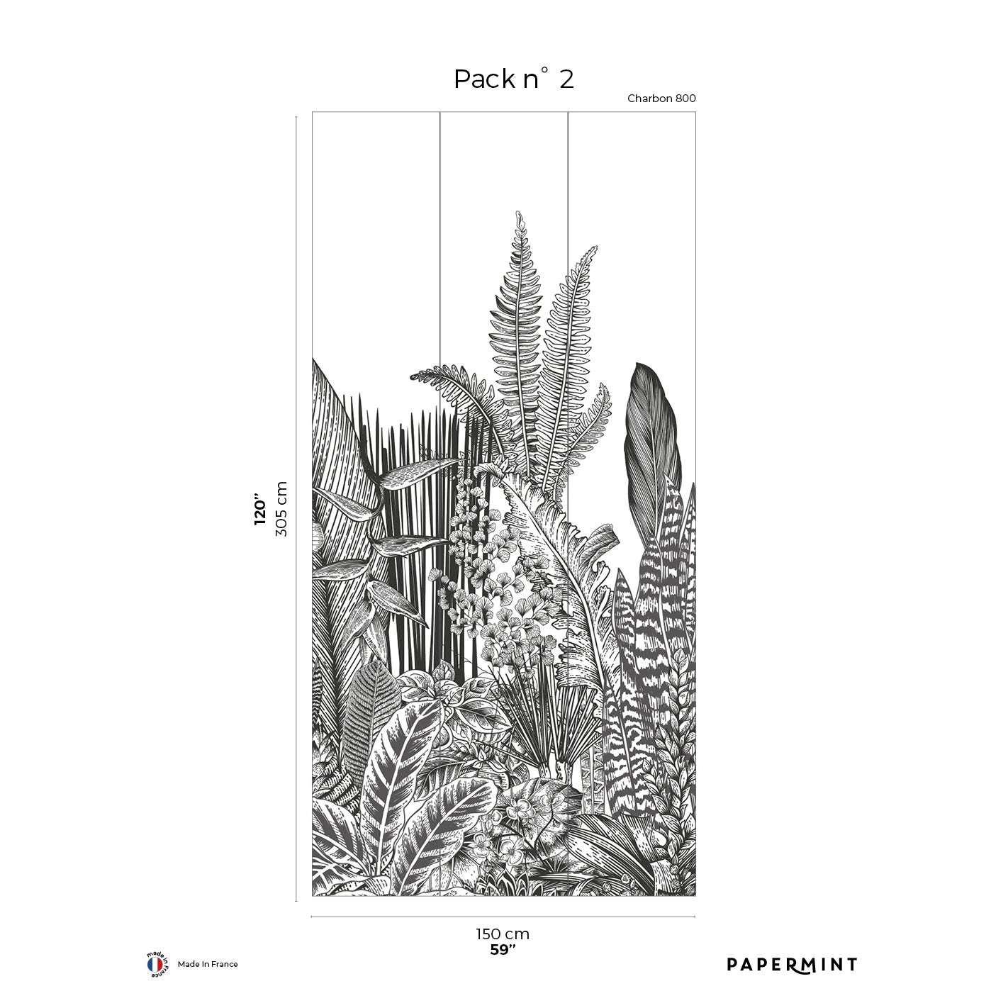 Veer Decor Botanic Pack 2 in Gray Wall Mural Nature Mural Gray Mural - 8184-AH2-B