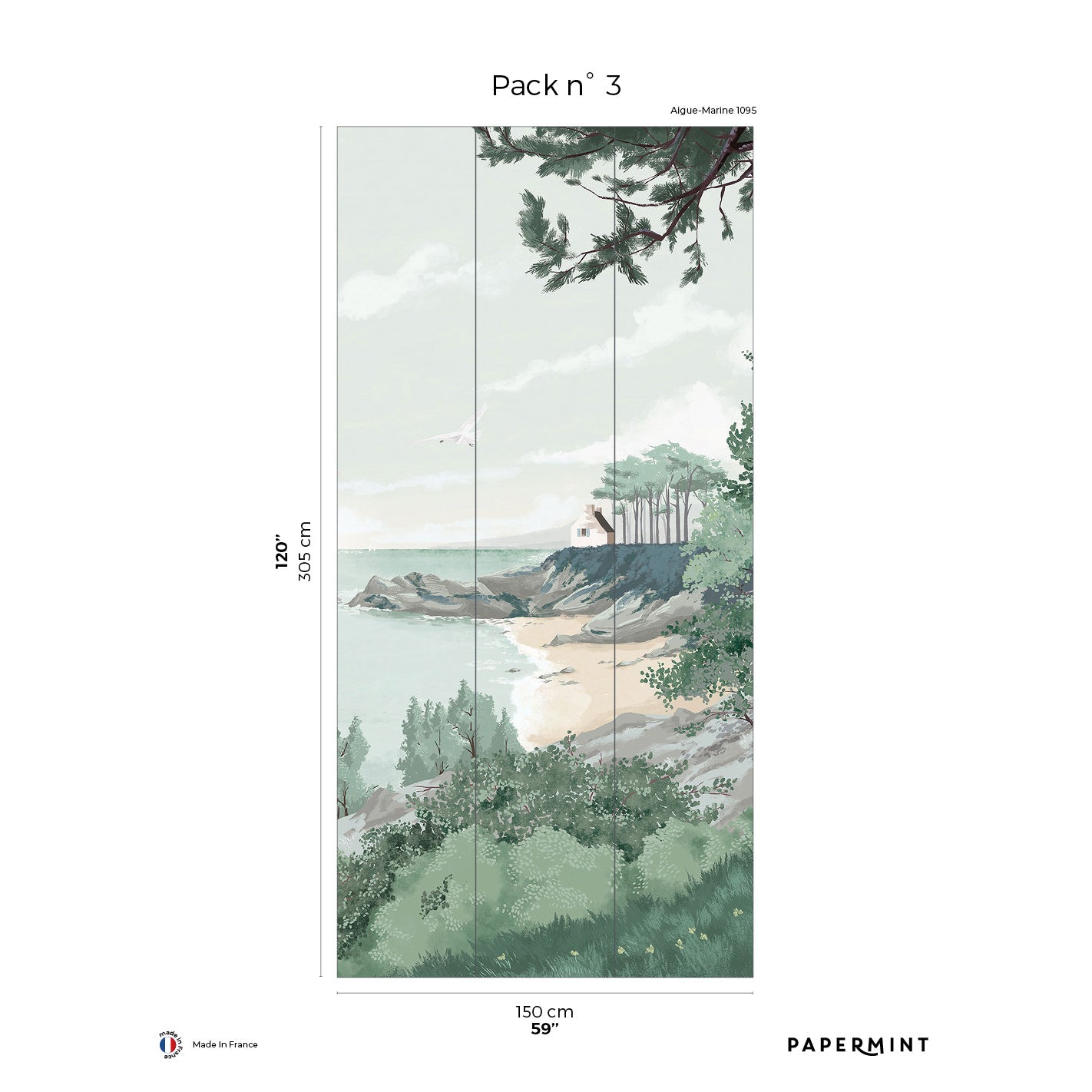 Veer Decor Bretagne Pack 3 in Green Wall Mural Landscape Mural Green Mural - 8184-AI1-C