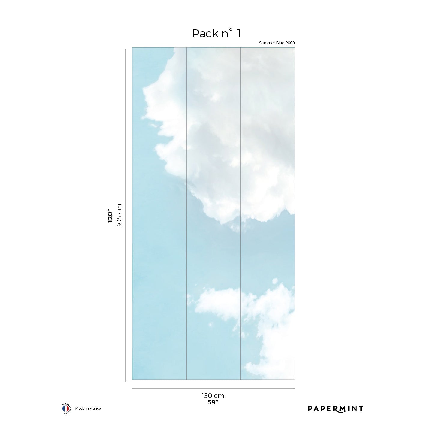 Veer Decor Summer Sky Pack 1 in Blue Wall Mural Nature Mural Blue Mural - 8184-AO1-A