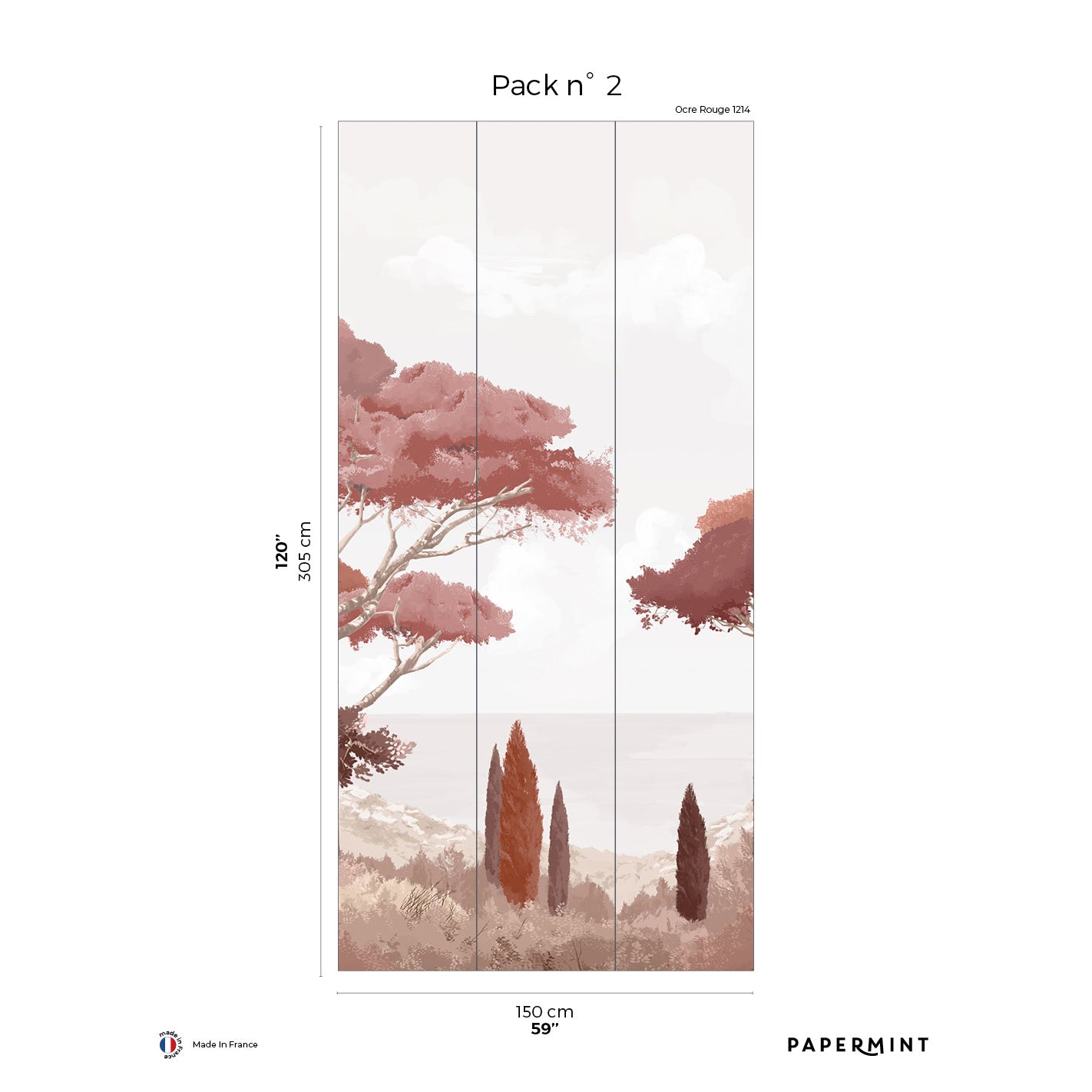 Veer Decor French Riviera Pack 2 in Red Wall Mural Landscape Mural Red Mural - 8184-AQ2-B