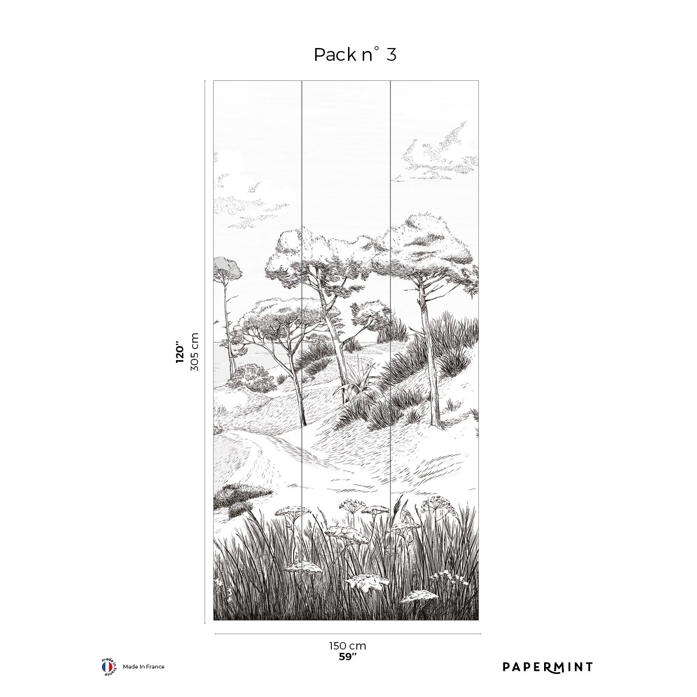 Veer Decor Wild Coast Pack 3 in Gray Wall Mural Landscape Mural Gray Mural - 8184-AR1-C