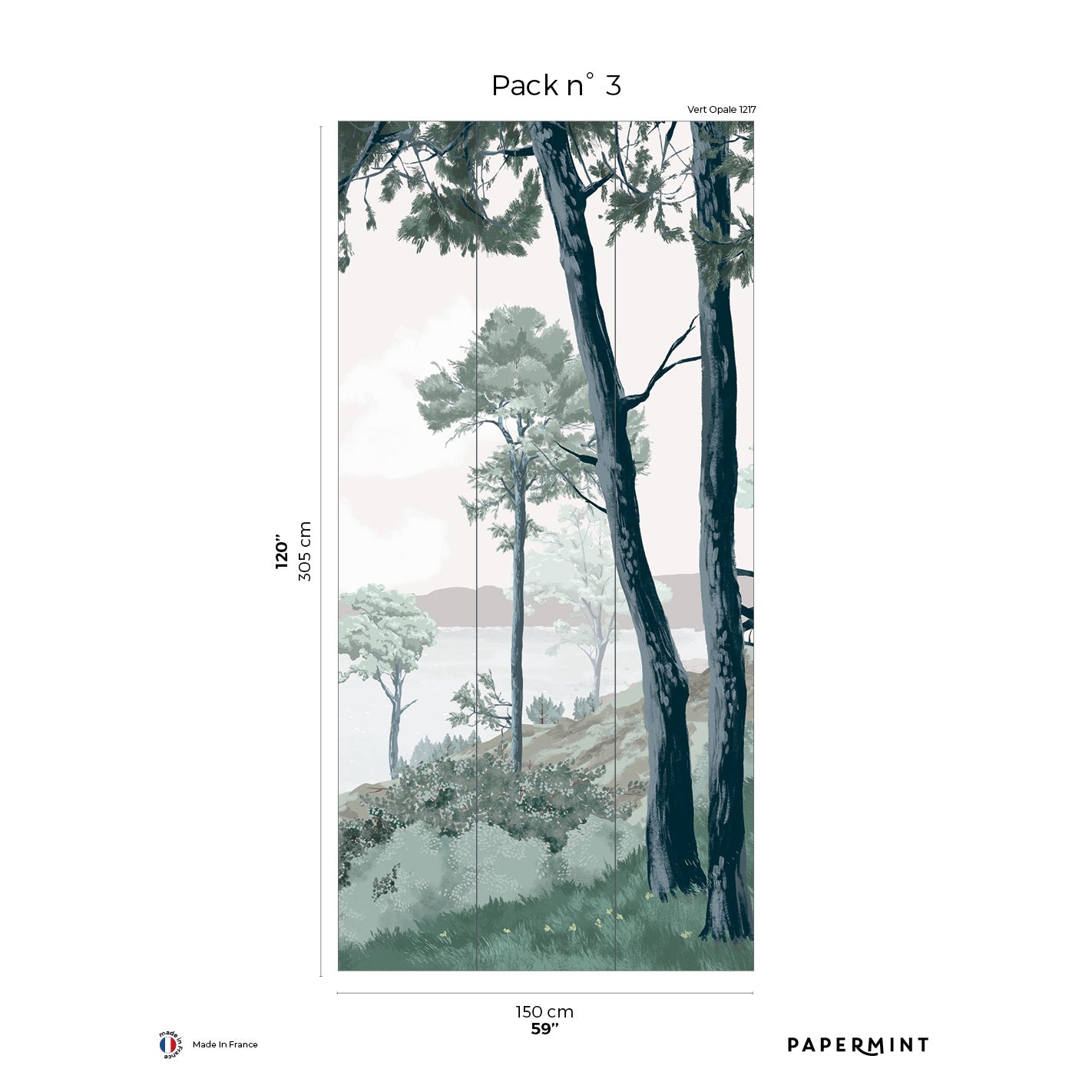 Veer Decor Crozon Pack 3 in Green Wall Mural Landscape Mural Green Mural - 8184-AS1-C