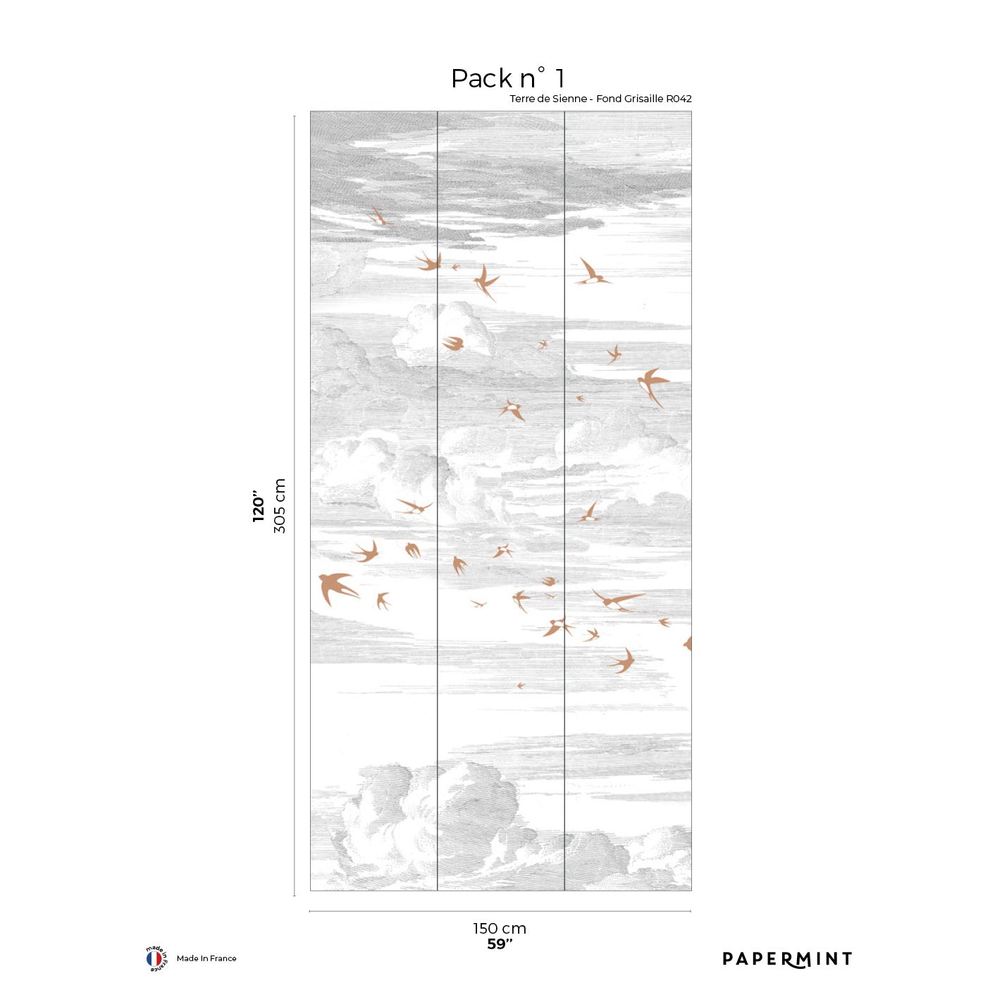 Veer Decor Soaring Pack 1 in Red Wall Mural Animals Mural Red Mural - 8184-AY3-A