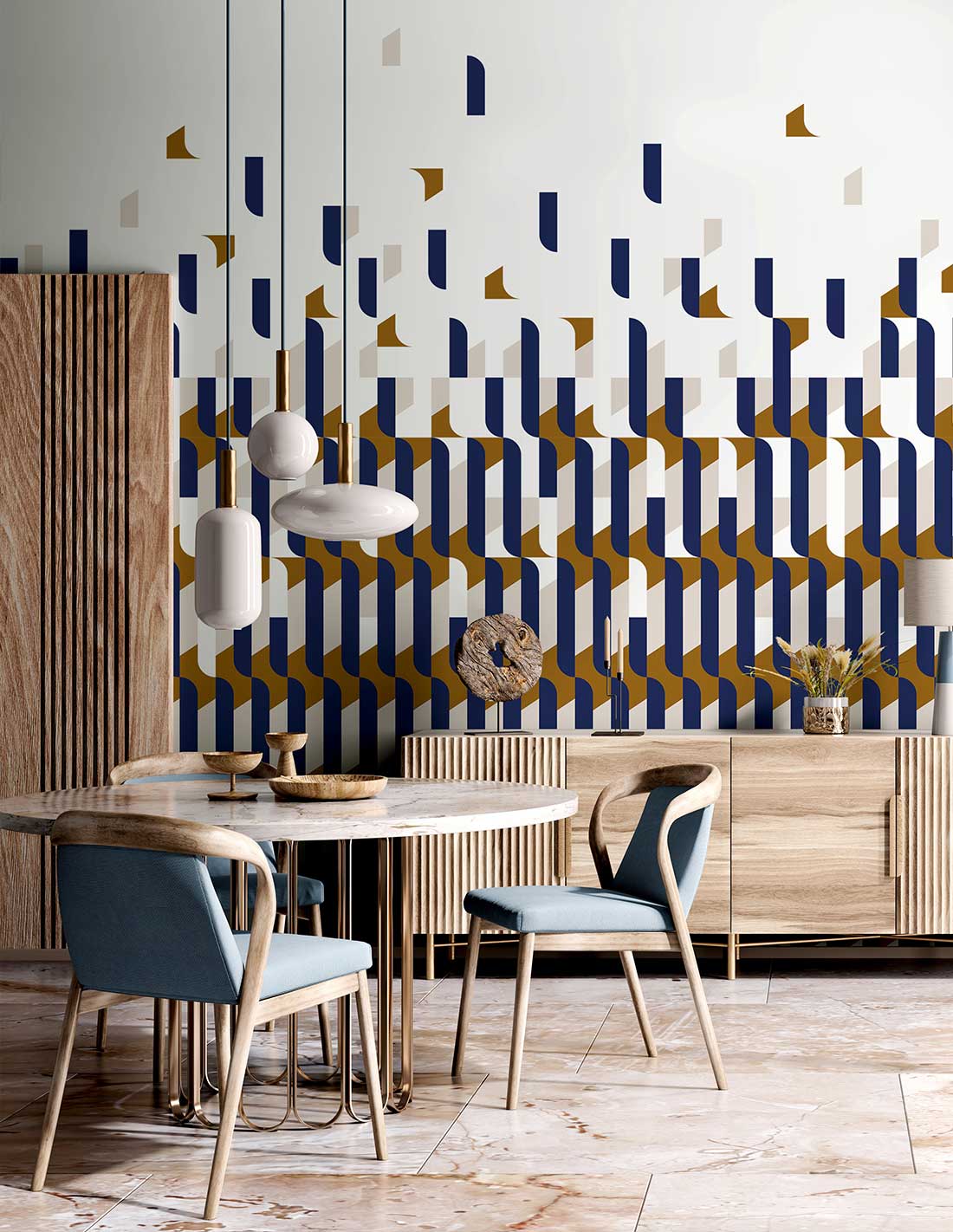 Veer Decor Alma Pack 1 & 2 in Blue Wall Mural Patterns Mural Blue Mural - 8184-BDL-AB2