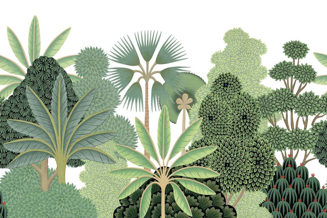 Veer Decor Bengal Pack 1, 2 & 3 in Green Wall Mural Tropical Mural Green Mural - 8184-BDL-AD