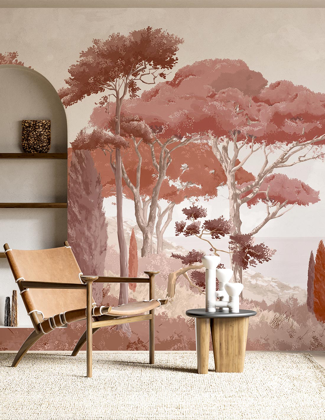 Red landscape wall mural panels, pack 1, 2 & 3.