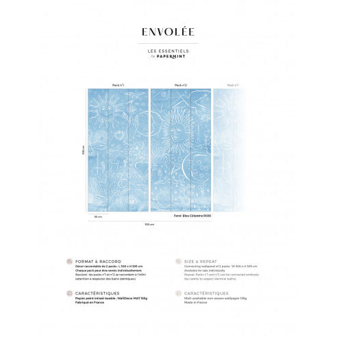 Veer Decor Divine Pack 1 & 2 in Blue Wall Mural Words & Symbols Mural Blue Mural - 8184-BDL-AU2