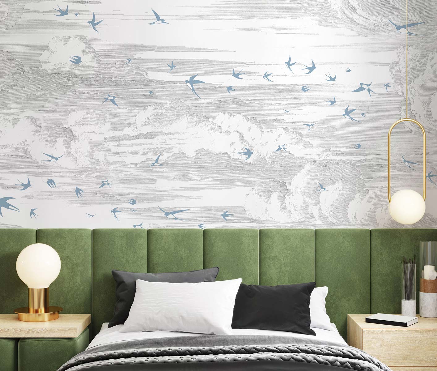 Veer Decor Soaring Pack 1 & 2 in White Wall Mural Animals Mural White Mural - 8184-BDL-AY2