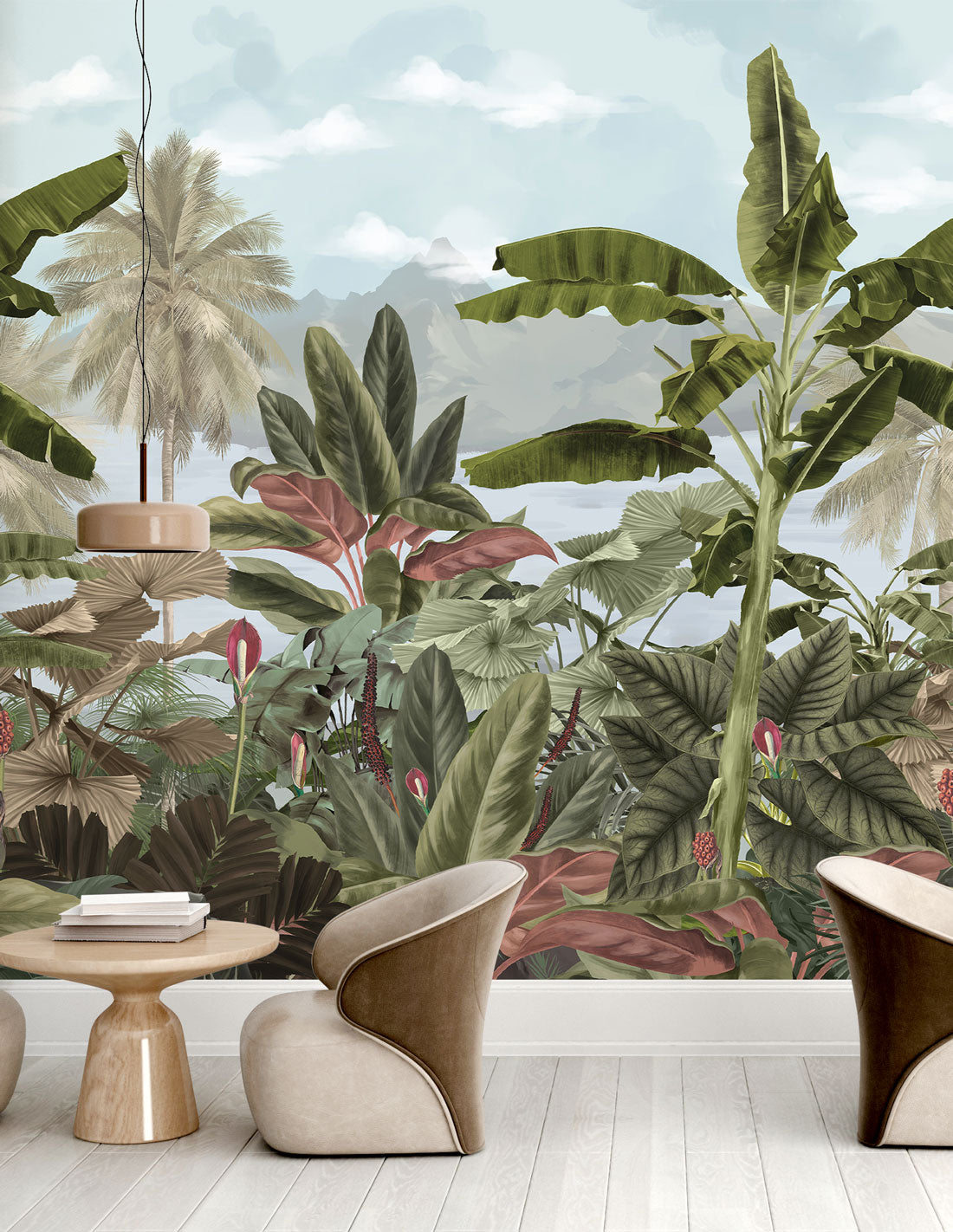 Veer Decor Exotic Pack 1 & 2 in Blue Wall Mural Tropical Mural Blue Mural - 8184-BDL-BA2