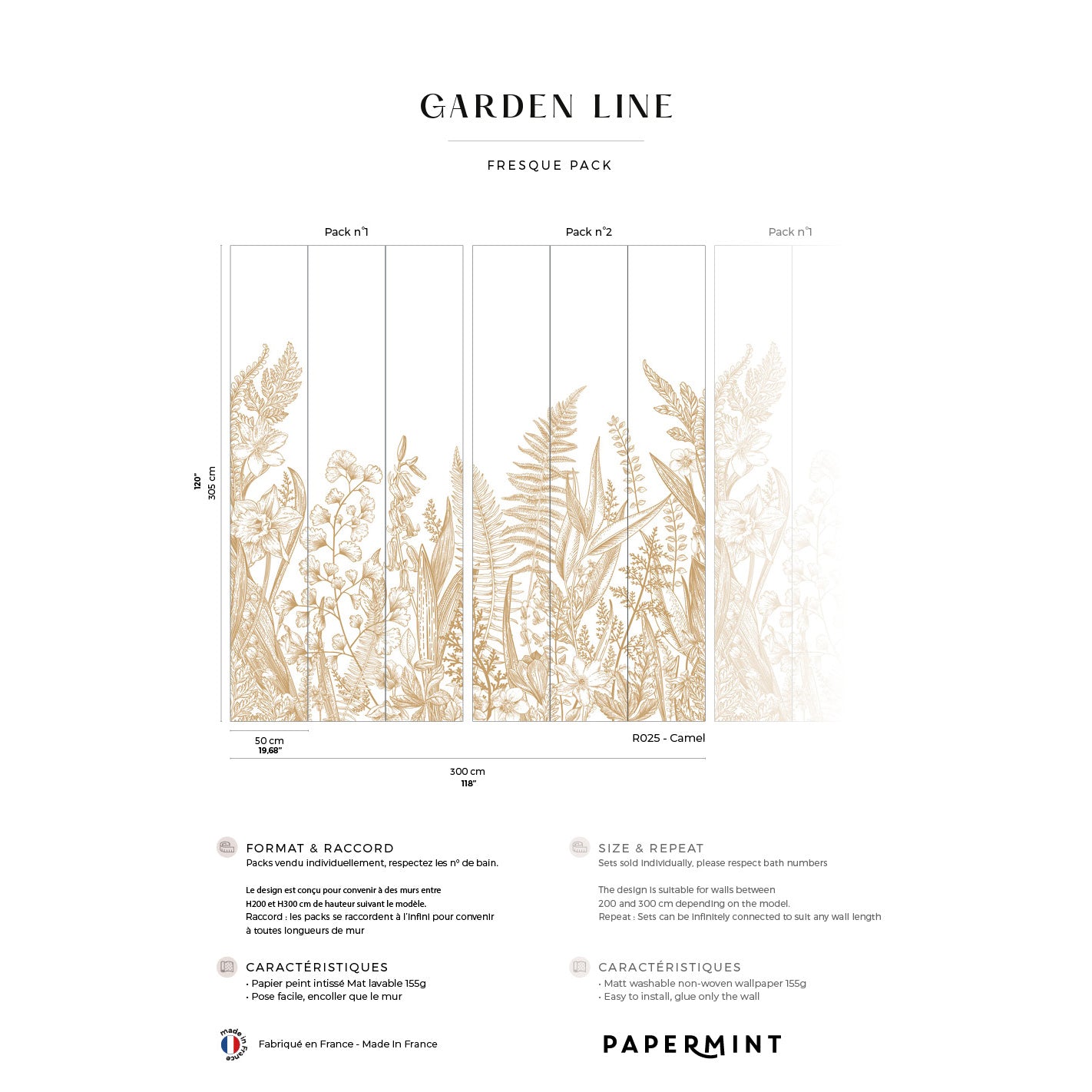 Veer Decor Garden Line Pack 1 & 2 in Brown Wall Mural Nature Mural Brown Mural - 8184-BDL-BG3