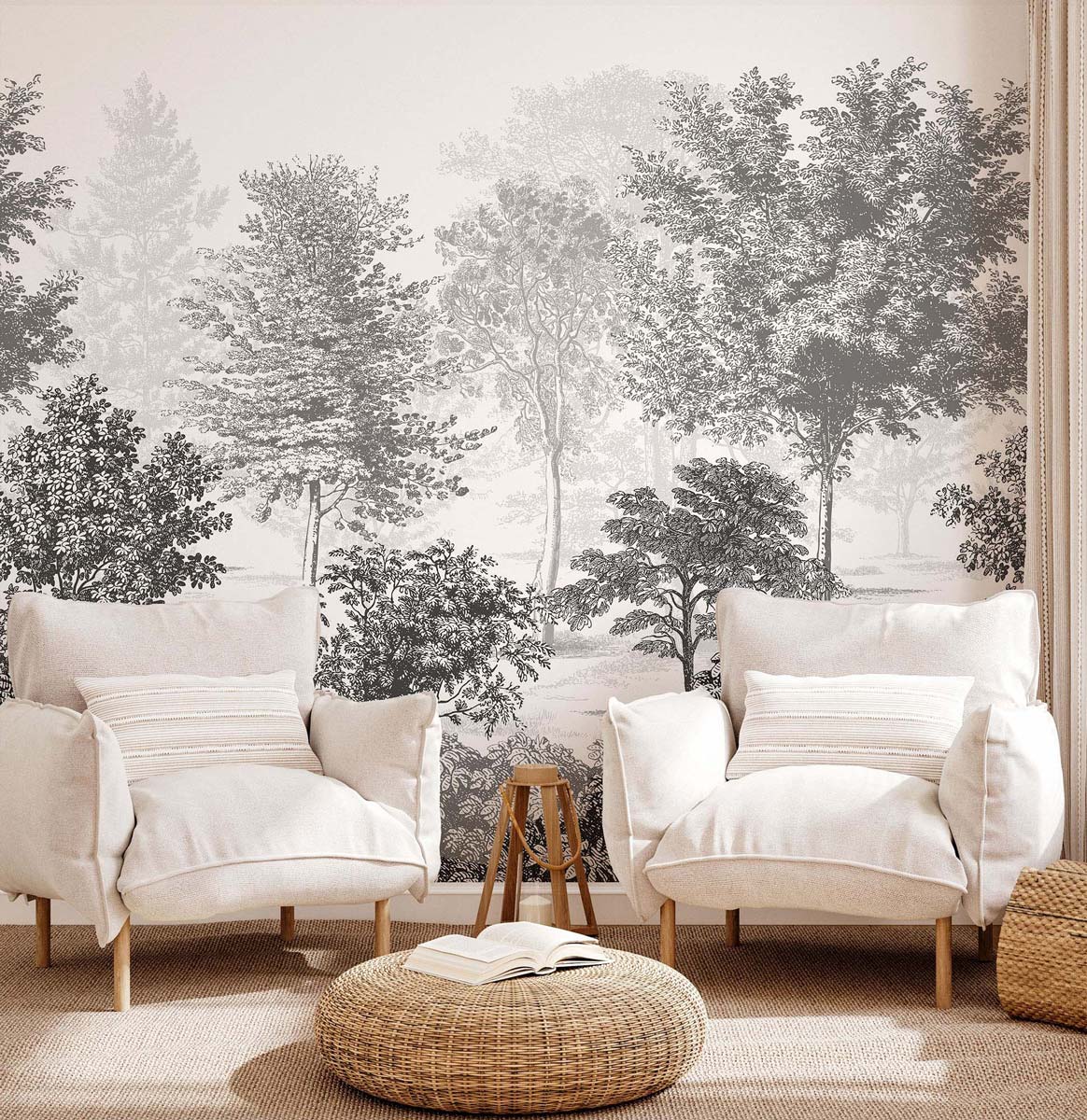 Veer Decor In The Woods Pack 1 & 2 in Gray Wall Mural Landscape Mural Gray Mural - 8184-BDL-BJ