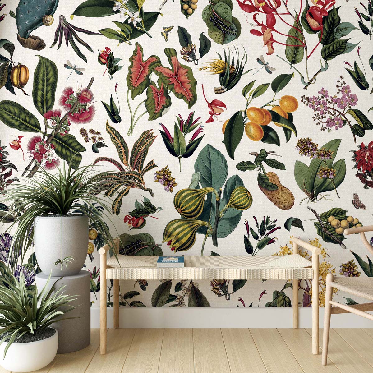 Veer Decor Yesteryear Garden Pack 1 & 2 in Multi Wall Mural Botanical & Floral Mural Multi Mural - 8184-BDL-BL