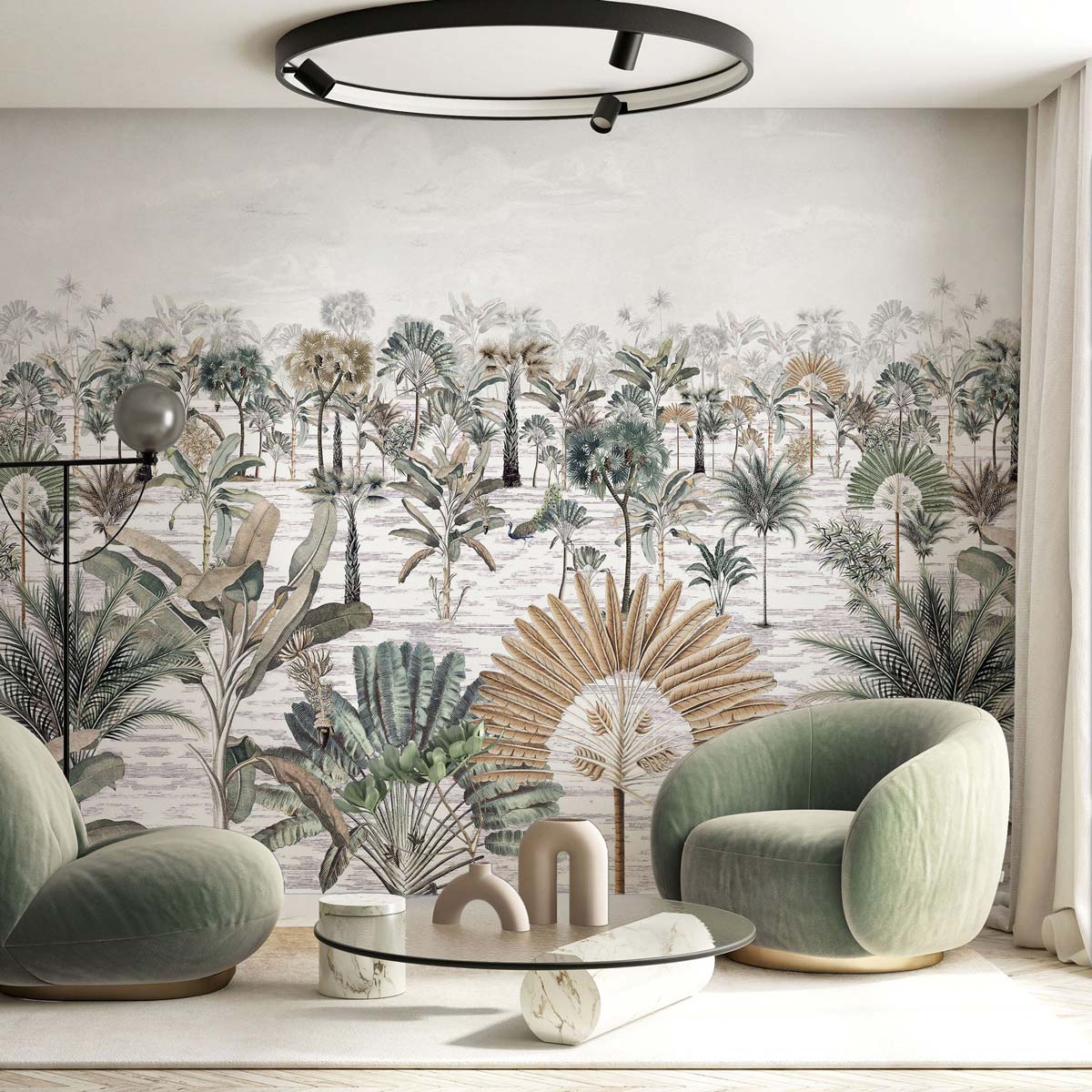 Veer Decor Java Pack 1 & 2 in Green Wall Mural Nature Mural Green Mural - 8184-BDL-BM