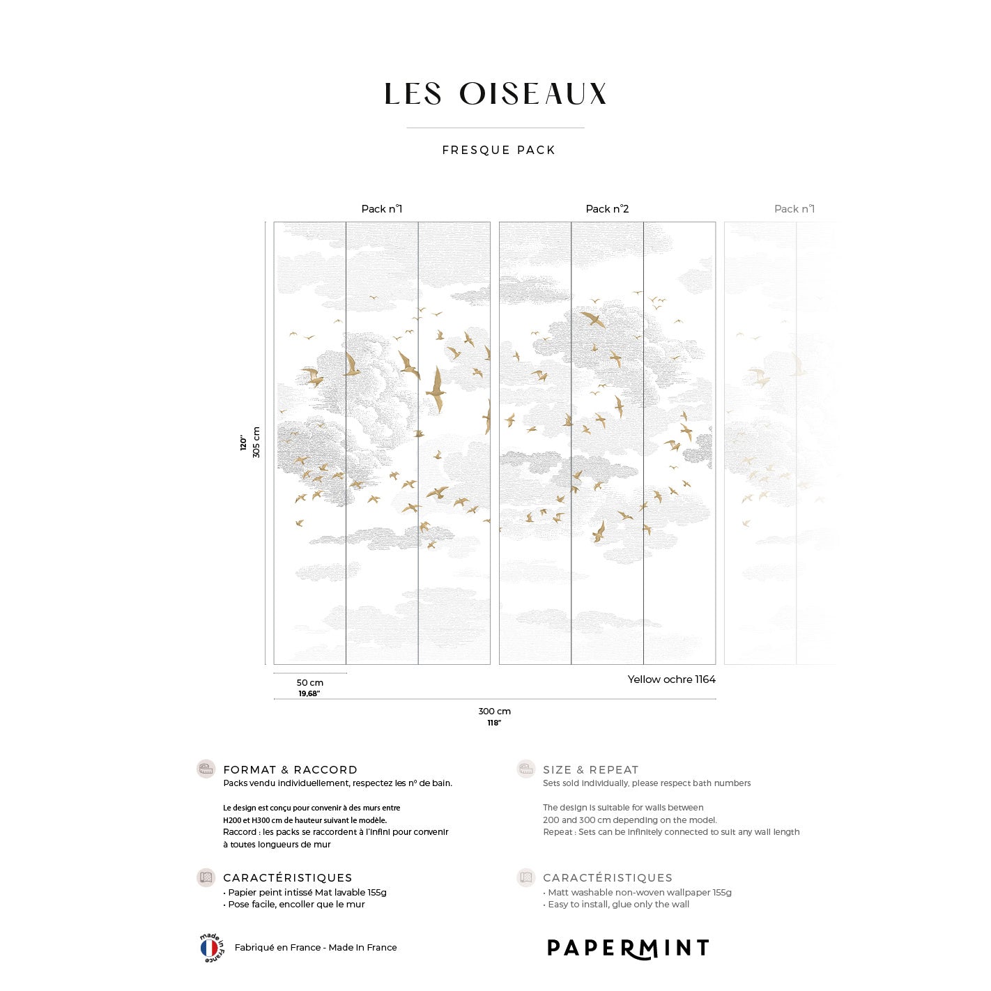 Veer Decor Birds Pack 1 & 2 in Yellow Wall Mural Animals Mural Yellow Mural - 8184-BDL-BR2