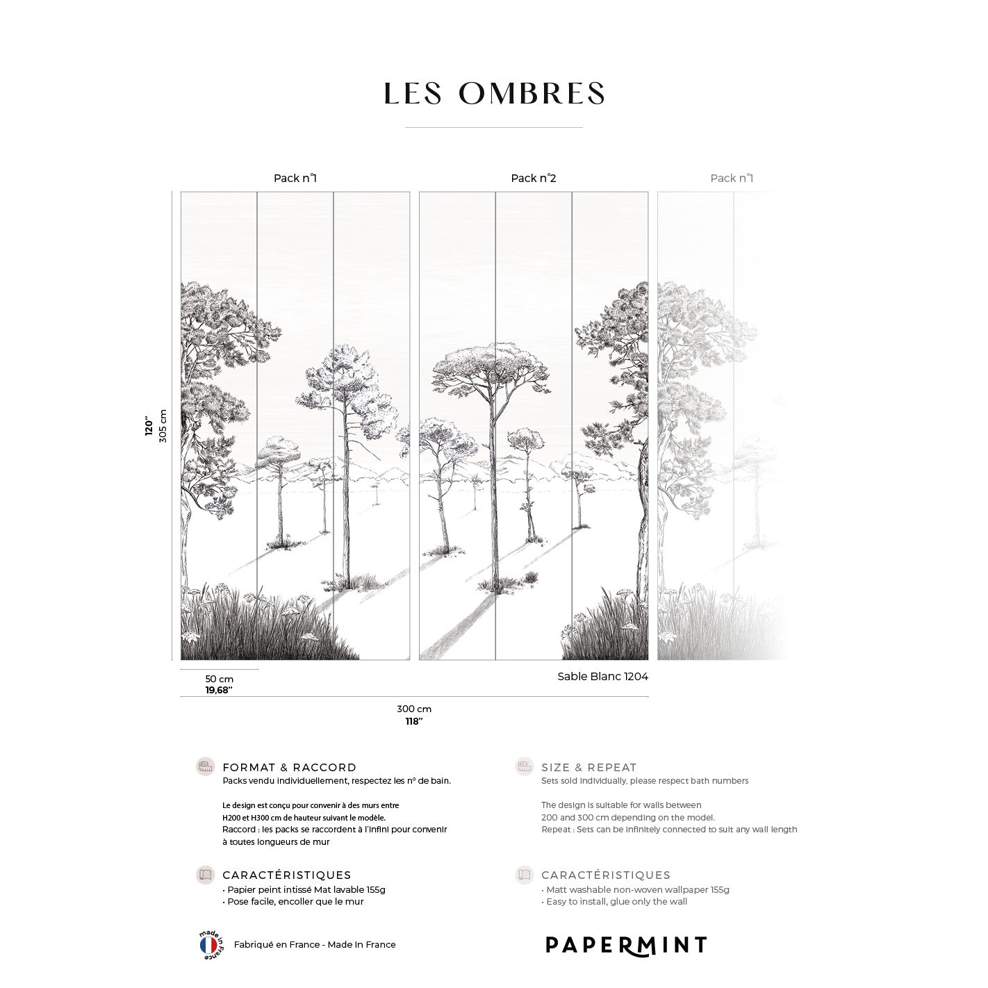 Veer Decor Shadows Pack 1 & 2 in Beige Wall Mural Nature Mural Beige Mural - 8184-BDL-BS1