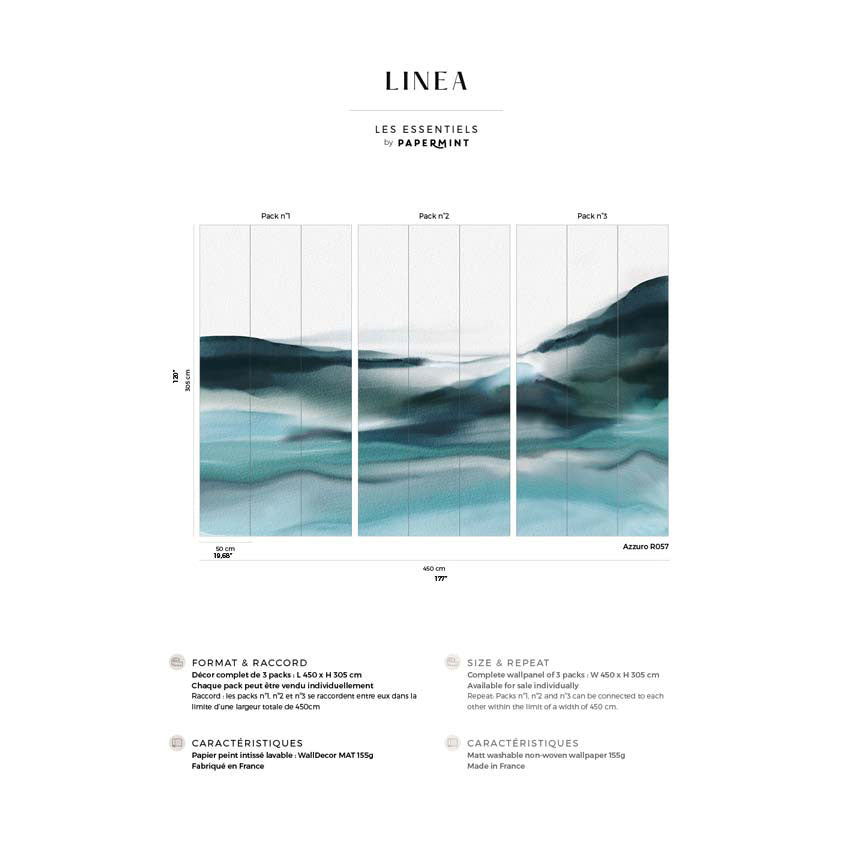 Veer Decor Linea Pack 1, 2 & 3 in Blue Wall Mural Abstract Mural Blue Mural - 8184-BDL-BV