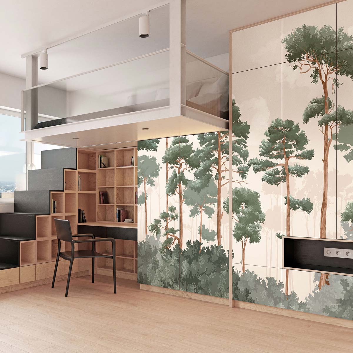 Veer Decor Matsu Pack 1 & 2 in Pink Wall Mural Nature Mural Pink Mural - 8184-BDL-CA1