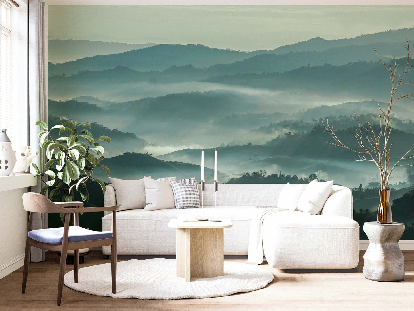 Veer Decor Misty Line Pack 1, 2 & 3 in Green Wall Mural Nature Mural Green Mural - 8184-BDL-CB