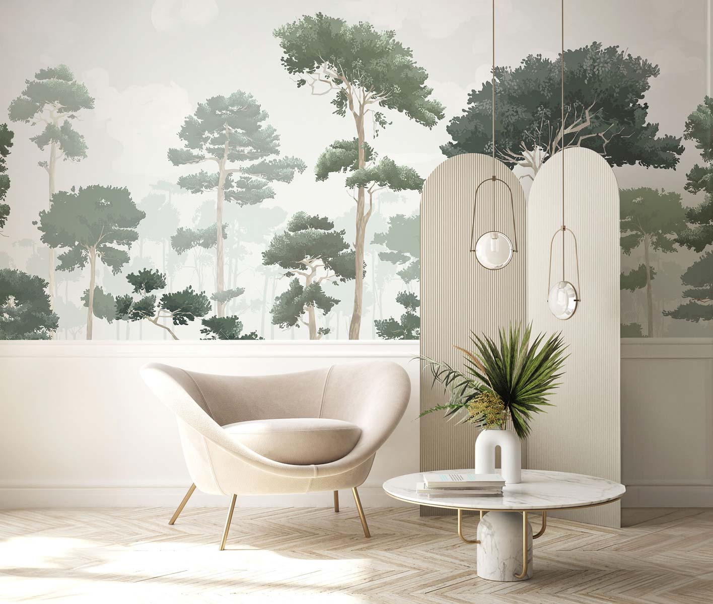 Veer Decor Pinewood Pack 1, 2 & 3 in Green Wall Mural Nature Mural Green Mural - 8184-BDL-CO1