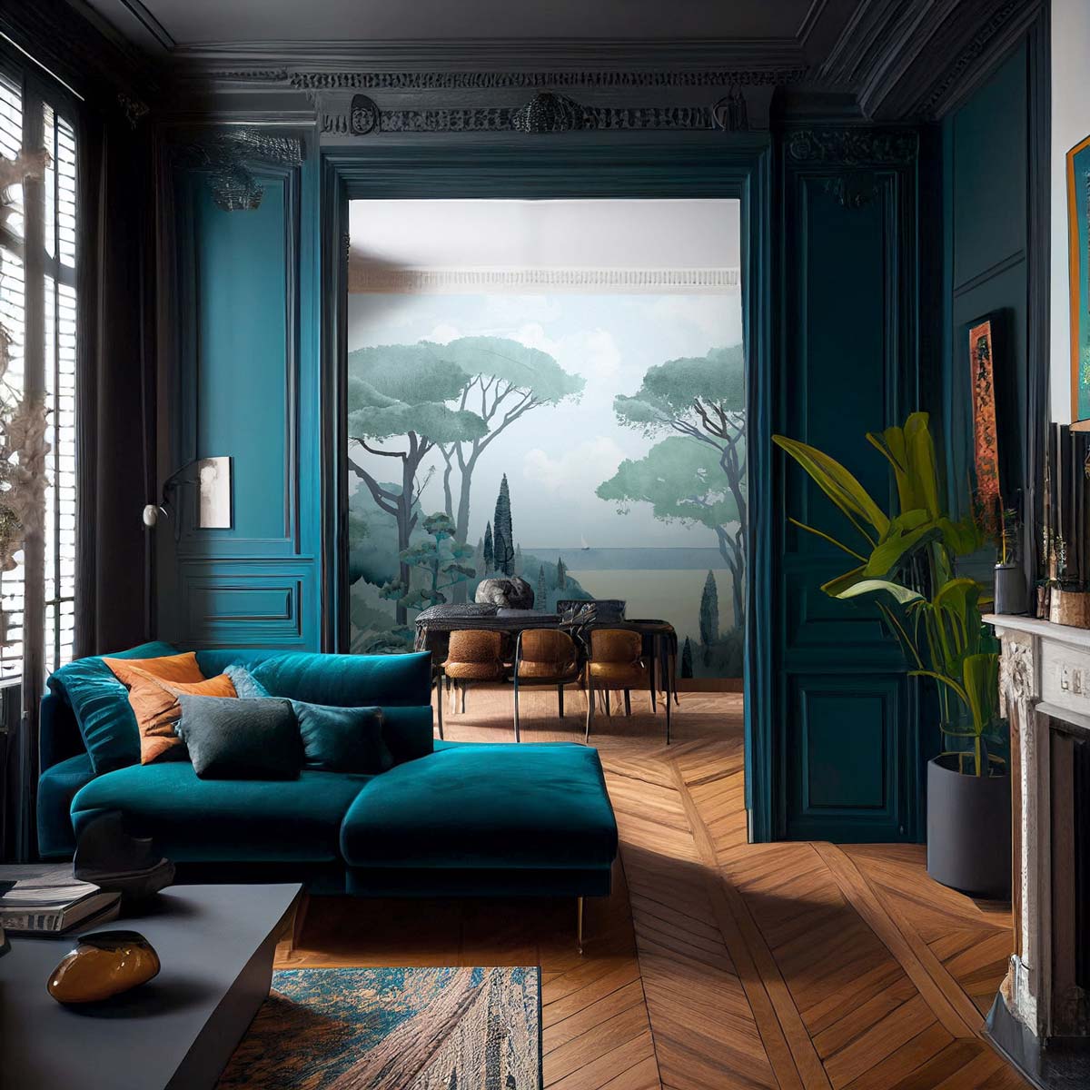 Veer Decor Riviera La Spiagga Pack 1, 2 & 3 in Blue Wall Mural Coastal Mural Blue Mural - 8184-BDL-CT3