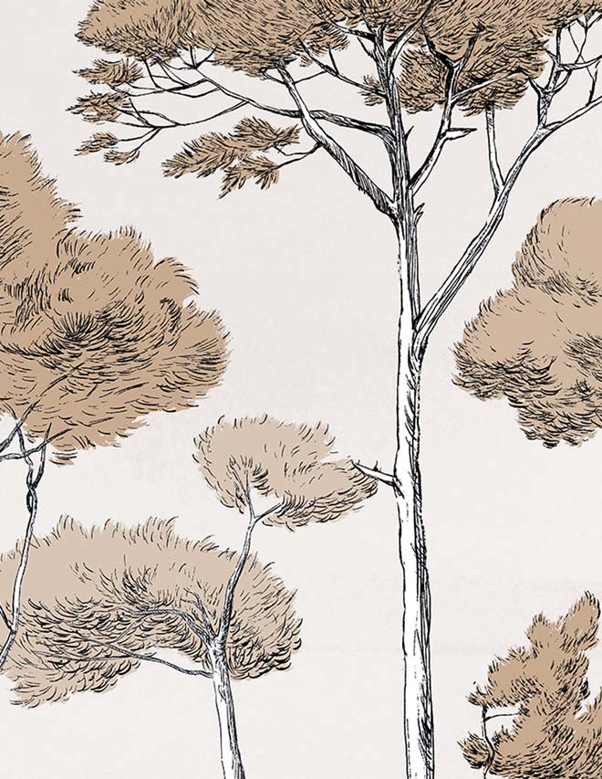 Veer Decor Under the Pines Pack 1 & 2 in Gold Wall Mural Nature Mural Gold Mural - 8184-BDL-CY6