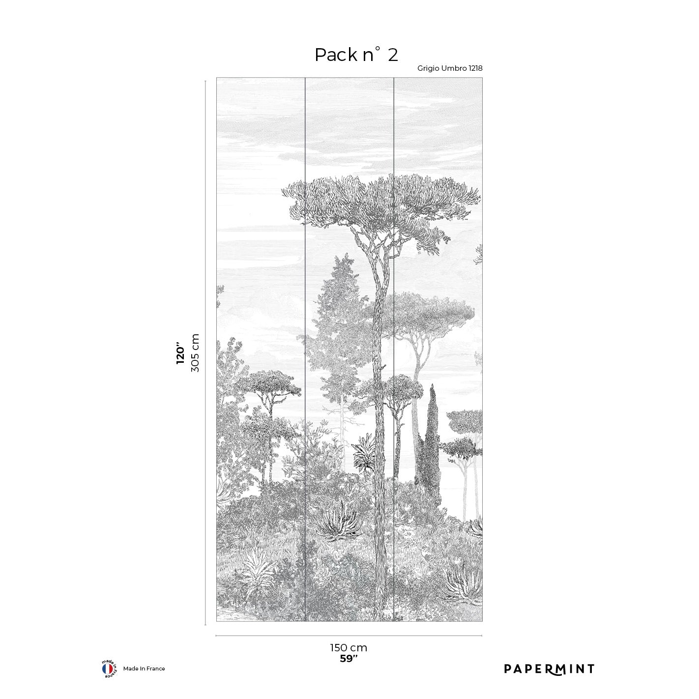 Veer Decor Pine Forest Pack 2 in Gray Wall Mural Nature Mural Gray Mural - 8184-BE1-B