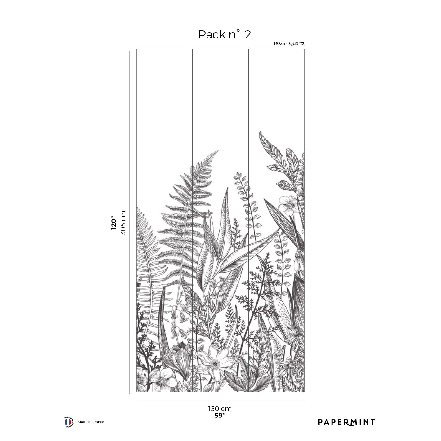 Veer Decor Garden Line Pack 2 in Gray Wall Mural Nature Mural Gray Mural - 8184-BG1-B