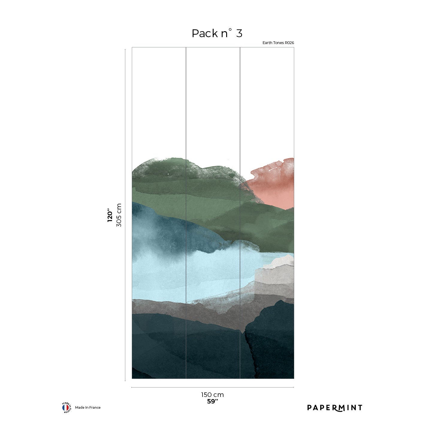 Veer Decor Hills Pack 3 in Multi Wall Mural Landscape Mural Multi Mural - 8184-BH1-C