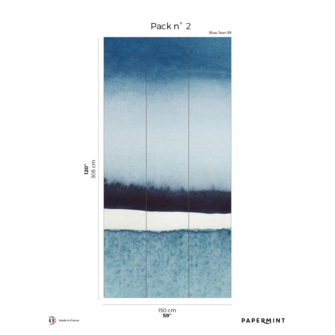 Veer Decor Sea Horizon Pack 2 in Blue Wall Mural Abstract Mural Blue Mural - 8184-BI1-B