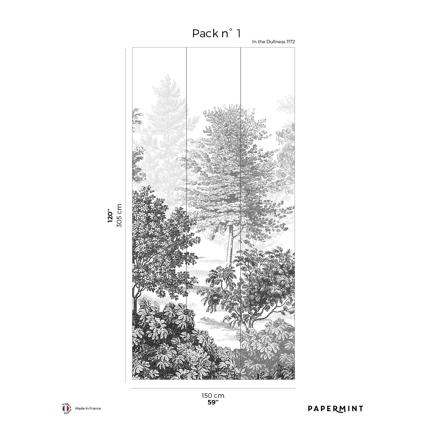 Veer Decor In The Woods Pack 1 in Gray Wall Mural Landscape Mural Gray Mural - 8184-BJ1-A