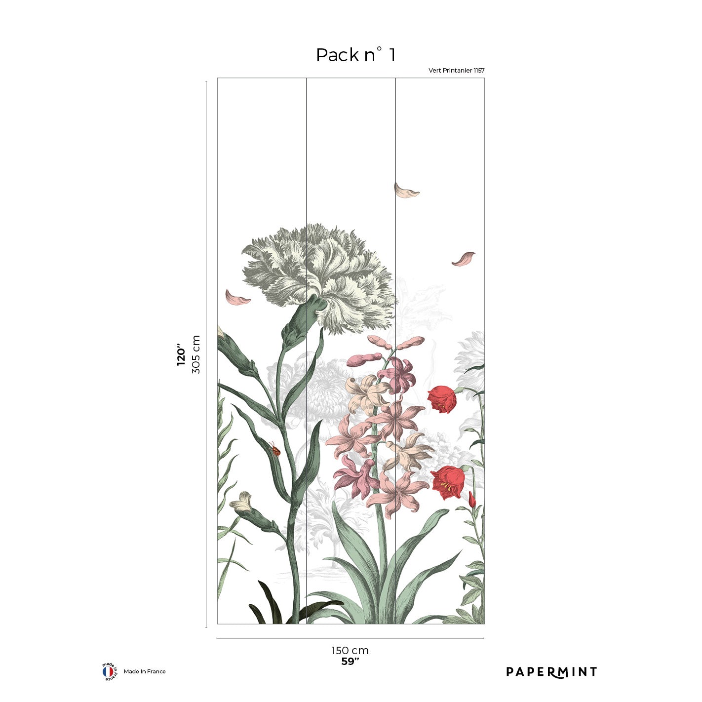 Veer Decor English Garden Pack 1 in Green Wall Mural Botanical & Floral Mural Green Mural - 8184-BK1-A
