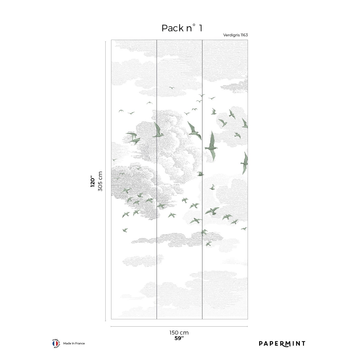 Veer Decor Birds Pack 1 in Green Wall Mural Animals Mural Green Mural - 8184-BR1-A