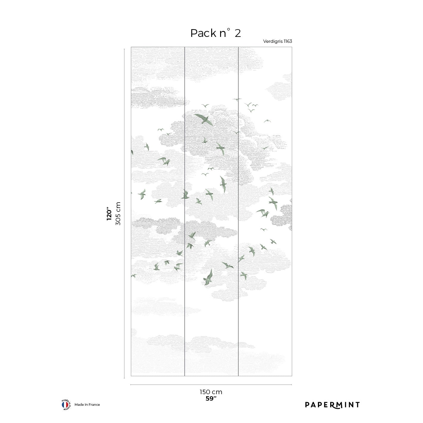 Veer Decor Birds Pack 2 in Green Wall Mural Animals Mural Green Mural - 8184-BR1-B