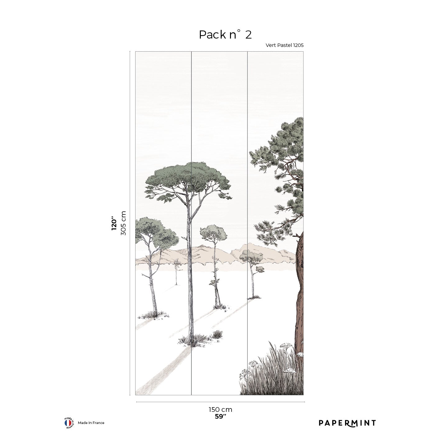 Veer Decor Shadows Pack 2 in Green Wall Mural Nature Mural Green Mural - 8184-BS2-B