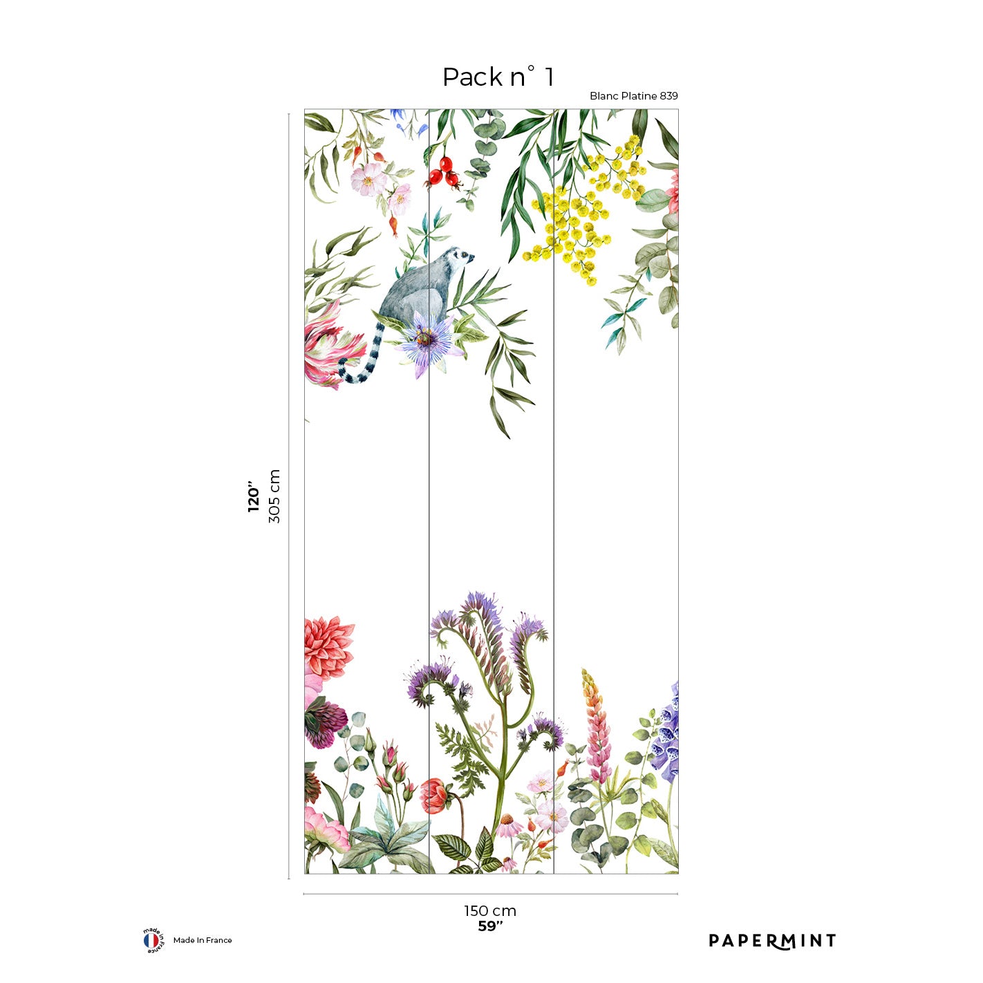 Veer Decor Lewis Pack 1 in Multi Wall Mural Botanical & Floral Mural Multi Mural - 8184-BU1-A