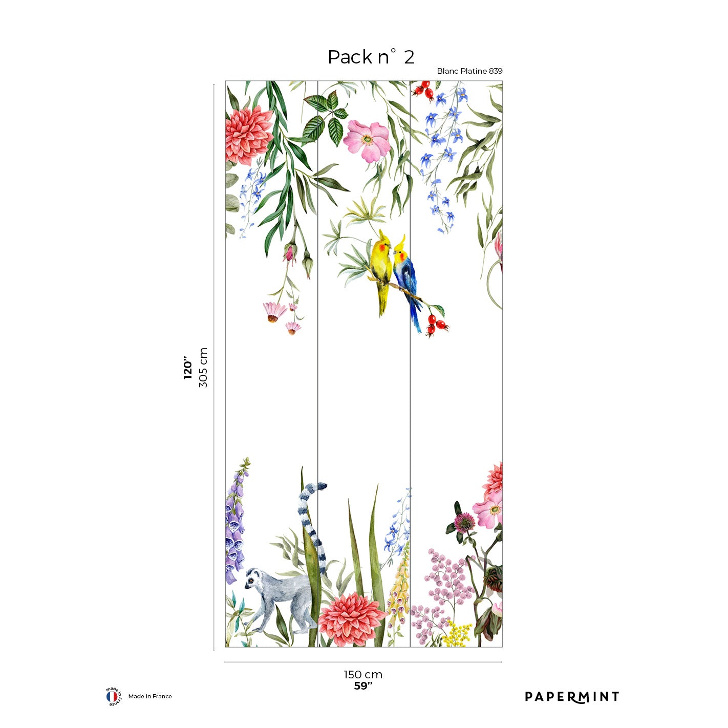 Veer Decor Lewis Pack 2 in Multi Wall Mural Botanical & Floral Mural Multi Mural - 8184-BU1-B