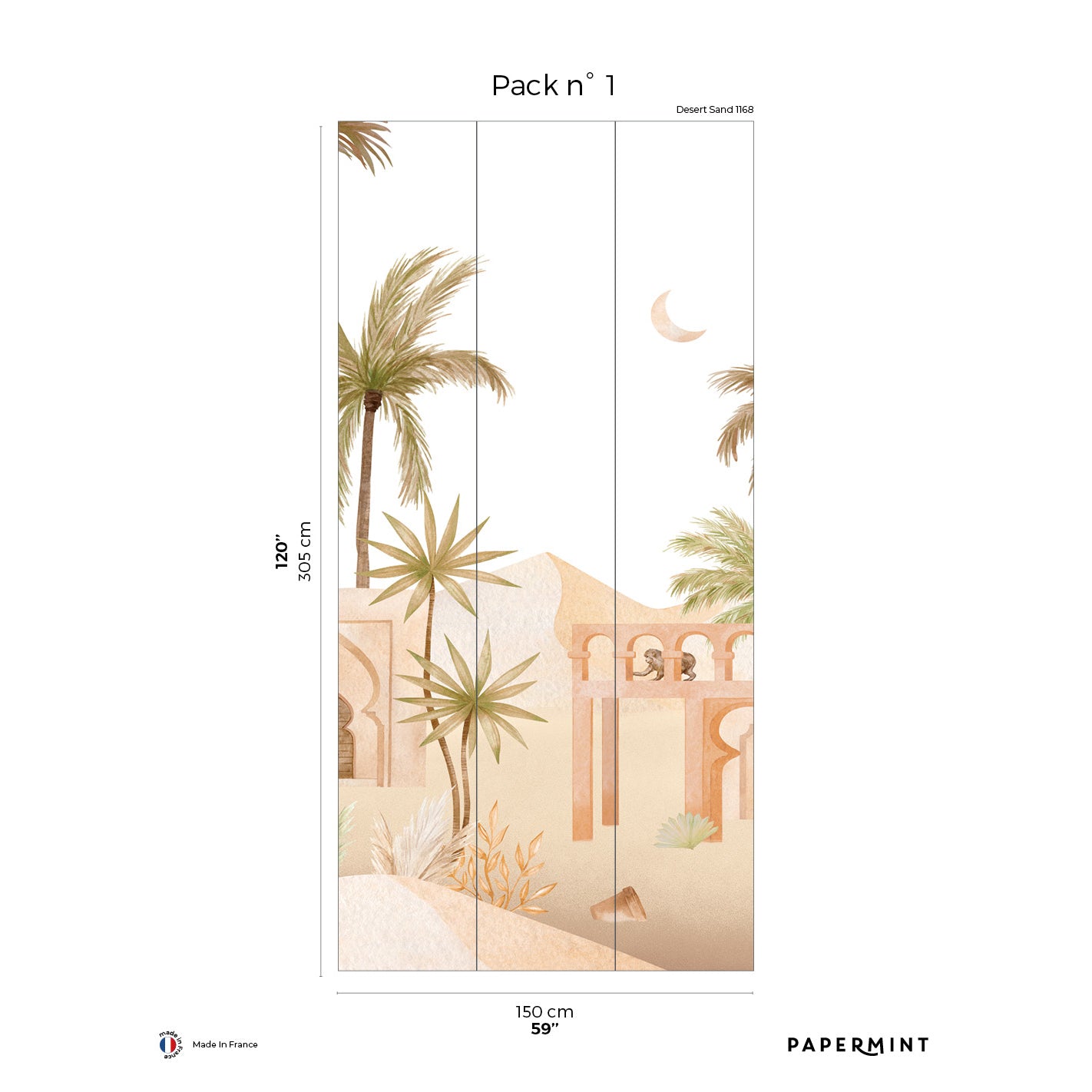 Veer Decor Marrakesh Pack 1 in Gold Wall Mural Tropical Mural Gold Mural - 8184-BZ1-A