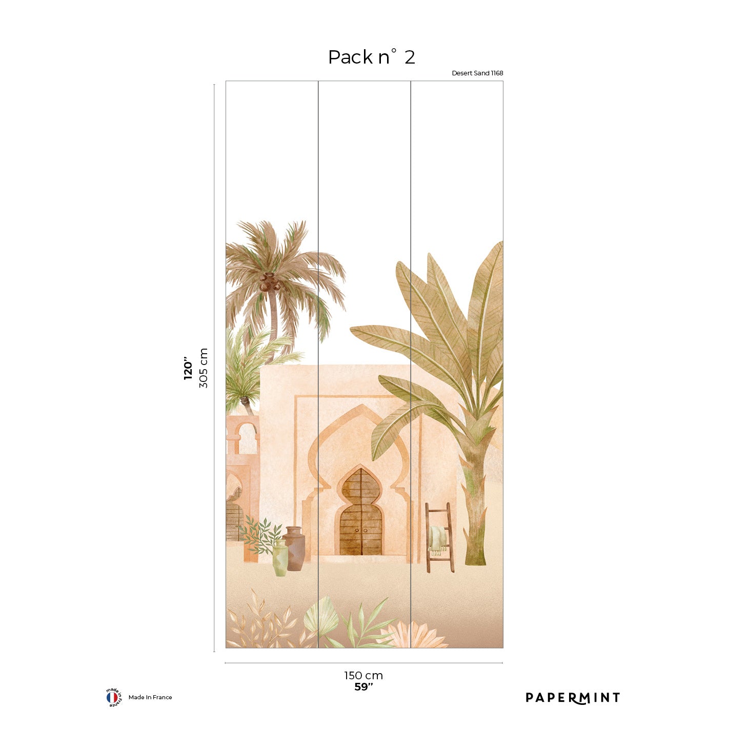 Veer Decor Marrakesh Pack 2 in Gold Wall Mural Tropical Mural Gold Mural - 8184-BZ1-B