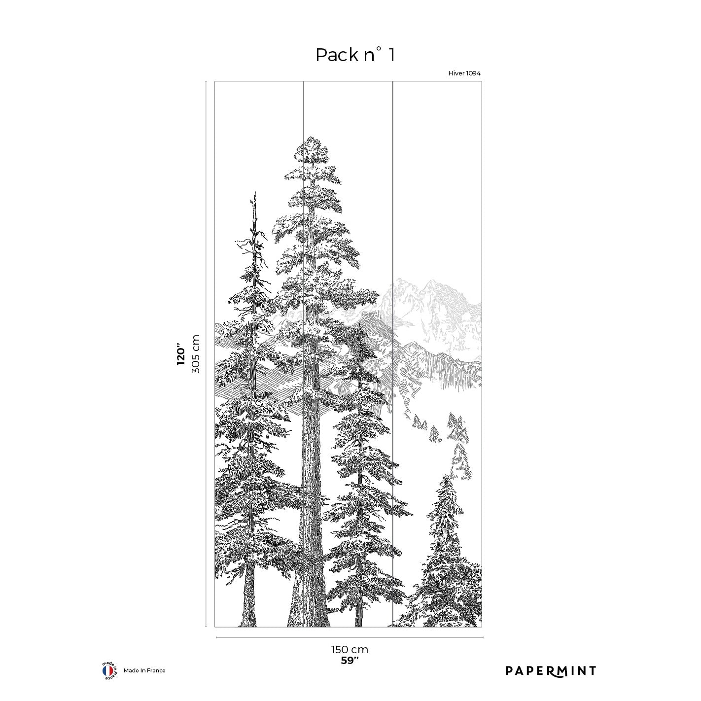 Veer Decor Mountains Pack 1 in Black Wall Mural Nature Mural Black Mural - 8184-CD1-A