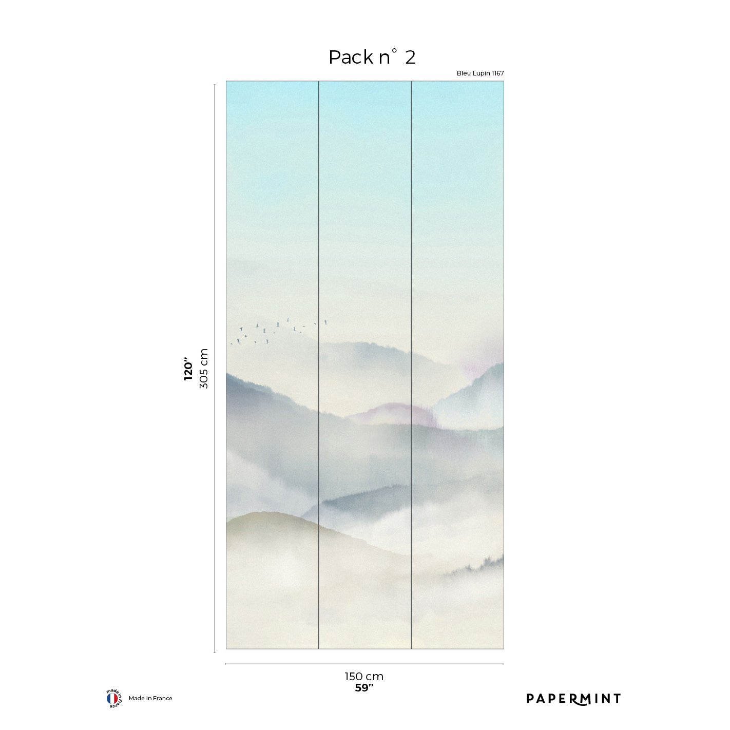 Veer Decor Japanese Mountain Pack 2 in Blue Wall Mural Nature Mural Blue Mural - 8184-CF1-B