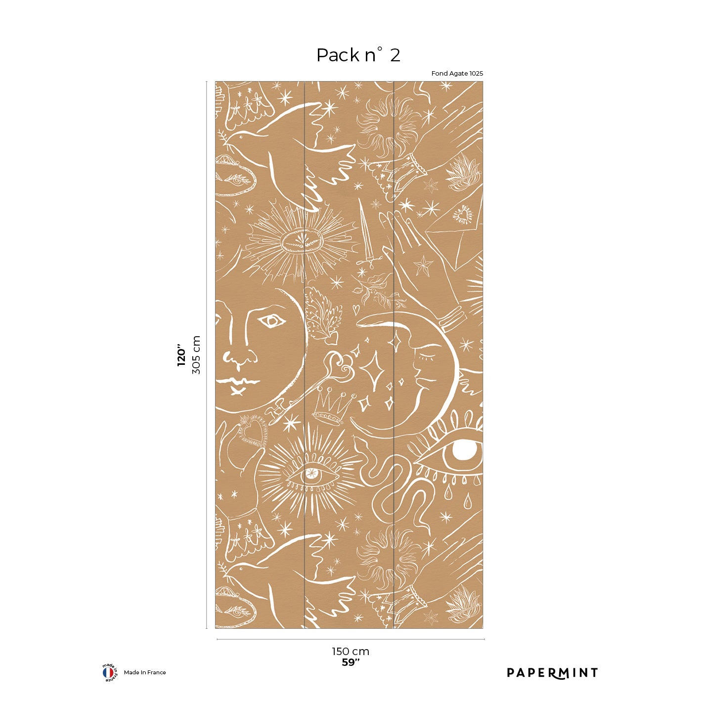 Veer Decor Mystic Pack 2 in Brown Wall Mural Words & Symbols Mural Brown Mural - 8184-CH2-B