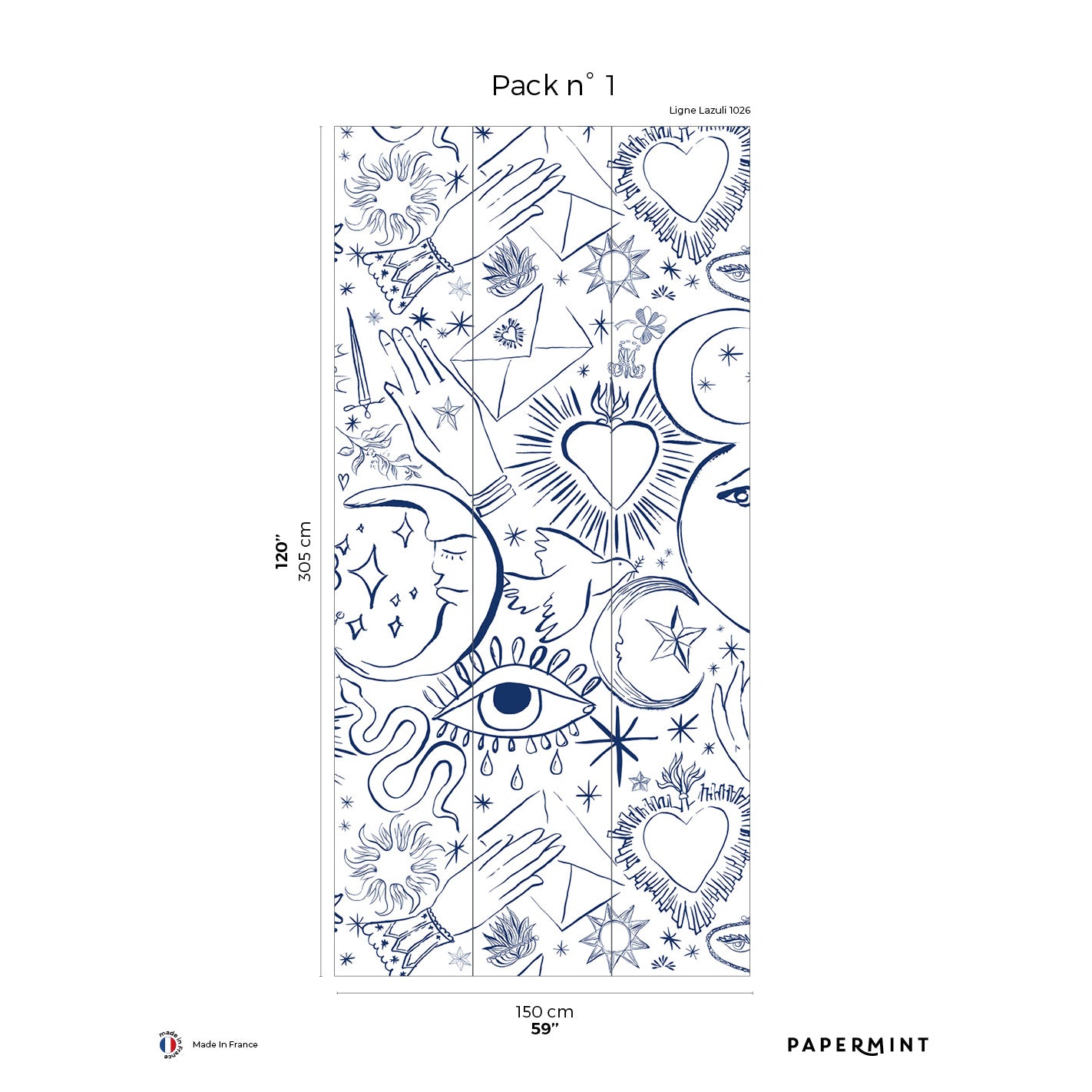 Veer Decor Mystic Pack 1 in White Wall Mural Words & Symbols Mural White Mural - 8184-CH3-A