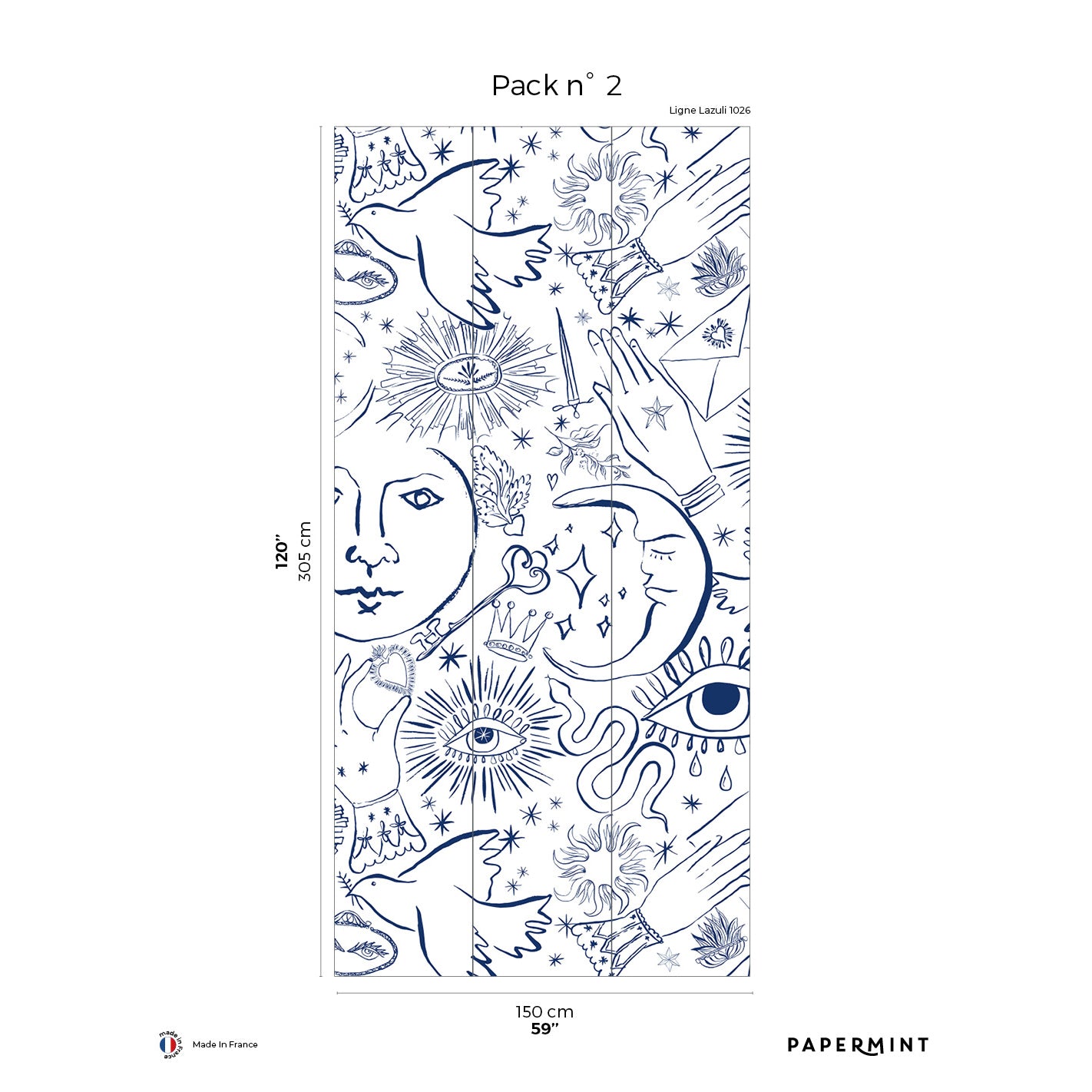 Veer Decor Mystic Pack 2 in White Wall Mural Words & Symbols Mural White Mural - 8184-CH3-B