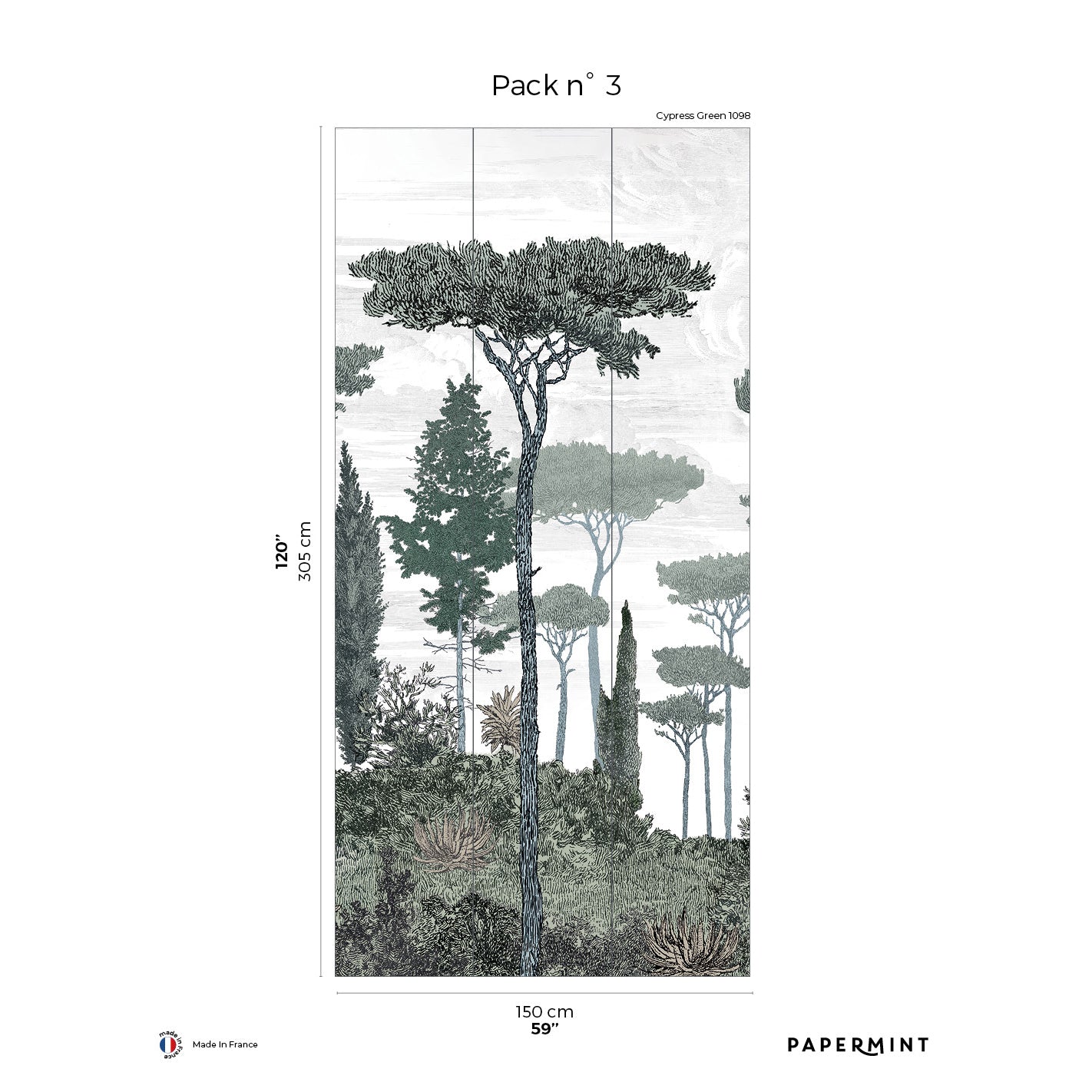 Veer Decor Pinery Pack 3 in Green Wall Mural Nature Mural Green Mural - 8184-CN1-C