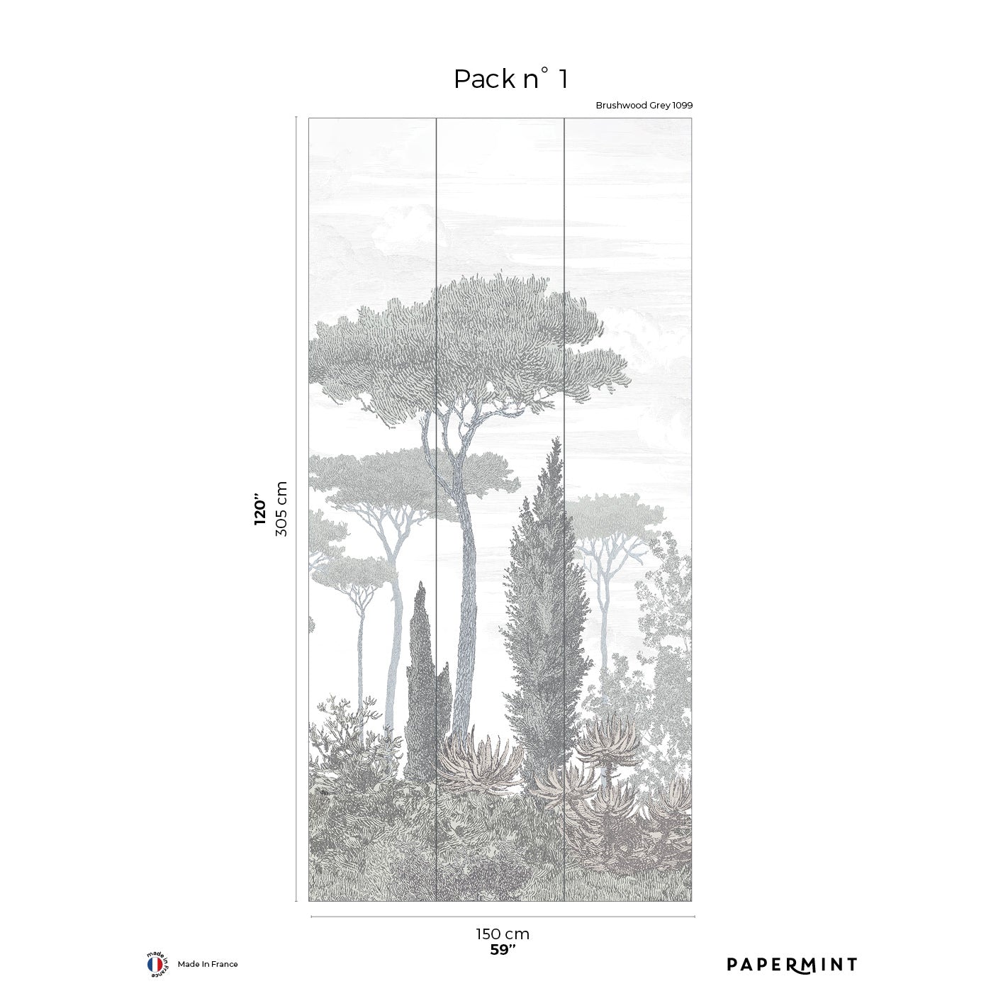 Veer Decor Pinery Pack 1 in Gray Wall Mural Nature Mural Gray Mural - 8184-CN2-A