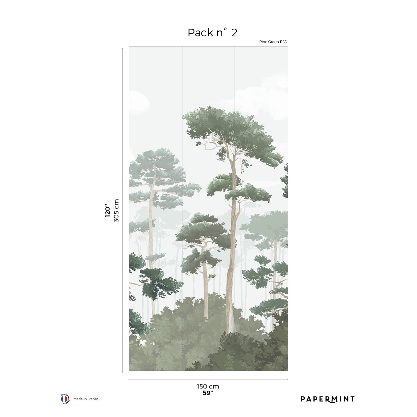Veer Decor Pinewood Pack 2 in Green Wall Mural Nature Mural Green Mural - 8184-CO1-B