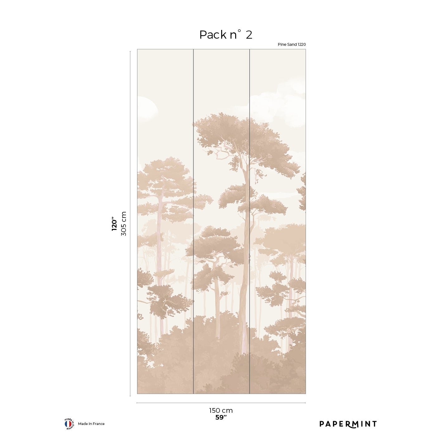 Veer Decor Pinewood Pack 2 in Beige Wall Mural Nature Mural Beige Mural - 8184-CO3-B
